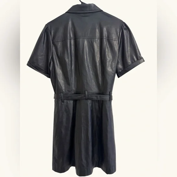 PAIGE Black Faux Leather Mini Dress, Size Large - Picture 2 of 8